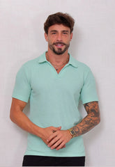 Camisa Polo Italiana Tricot Masculina Verde Claro | CW Store