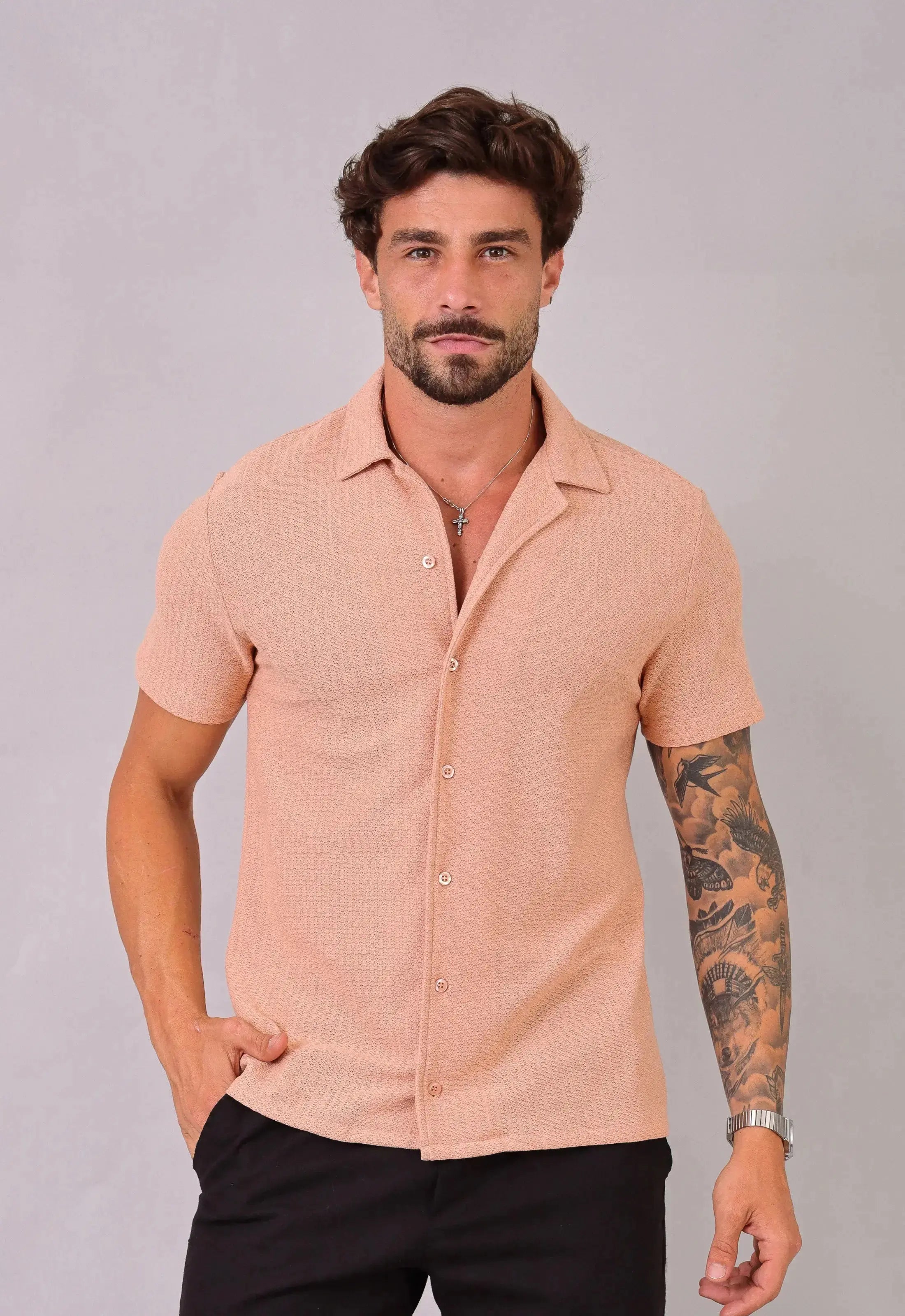 Camisa Masculina Tricot Bege | CW Store