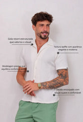 Camisa Masculina Tricot Touch Branca – modelagem slim que valoriza o corpo | CW Store