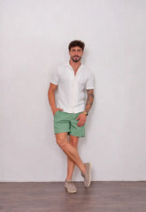 Camisa Masculina Tricot Touch Branca – acabamento refinado | CW Store