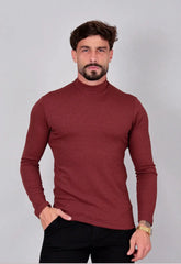 Camiseta Gola Alta Canelada Manga Longa Masculina Coral | CW Store