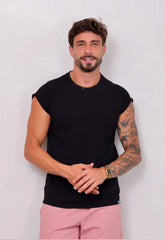 Camiseta Regata Tricot Masculina Preta | CW Store