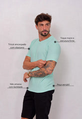 Camiseta Masculina Tricot Verde Claro – tricô premium com elastano | CW Store