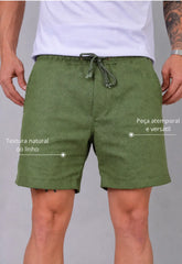 Shorts de Linho Masculino Verde CW STORE