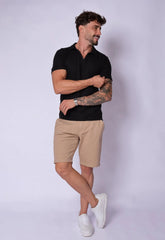 Camisa Polo Italiana Tricot Preta CW STORE