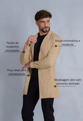 Sobretudo Slim Moletinho Masculino Bege – tecido moletinho aconchegante | CW Store