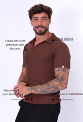 Camisa Polo Italiana Tricot Marrom Café CW STORE