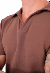 Camisa Polo Italiana Tricot Marrom Café CW STORE
