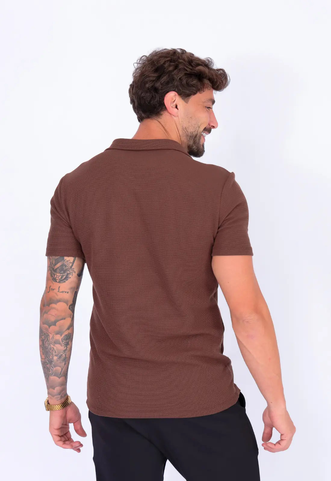 Camisa Polo Italiana Tricot Marrom Café CW STORE