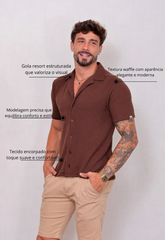 Camisa Masculina Texturizada Touch Marrom CW STORE