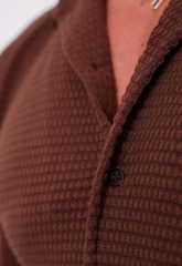 Camisa Masculina Texturizada Touch Marrom CW STORE