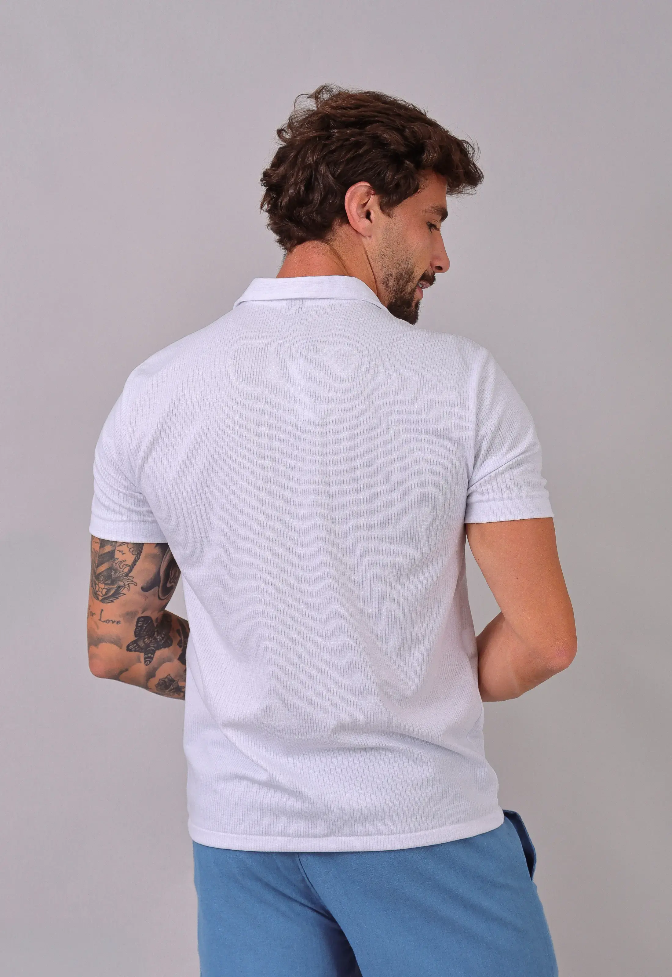 Camisa Masculina Slim Canelada Branca CW STORE