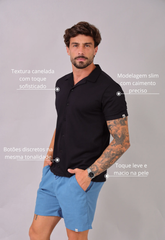 Camisa Masculina Slim Canelada Preta CW STORE