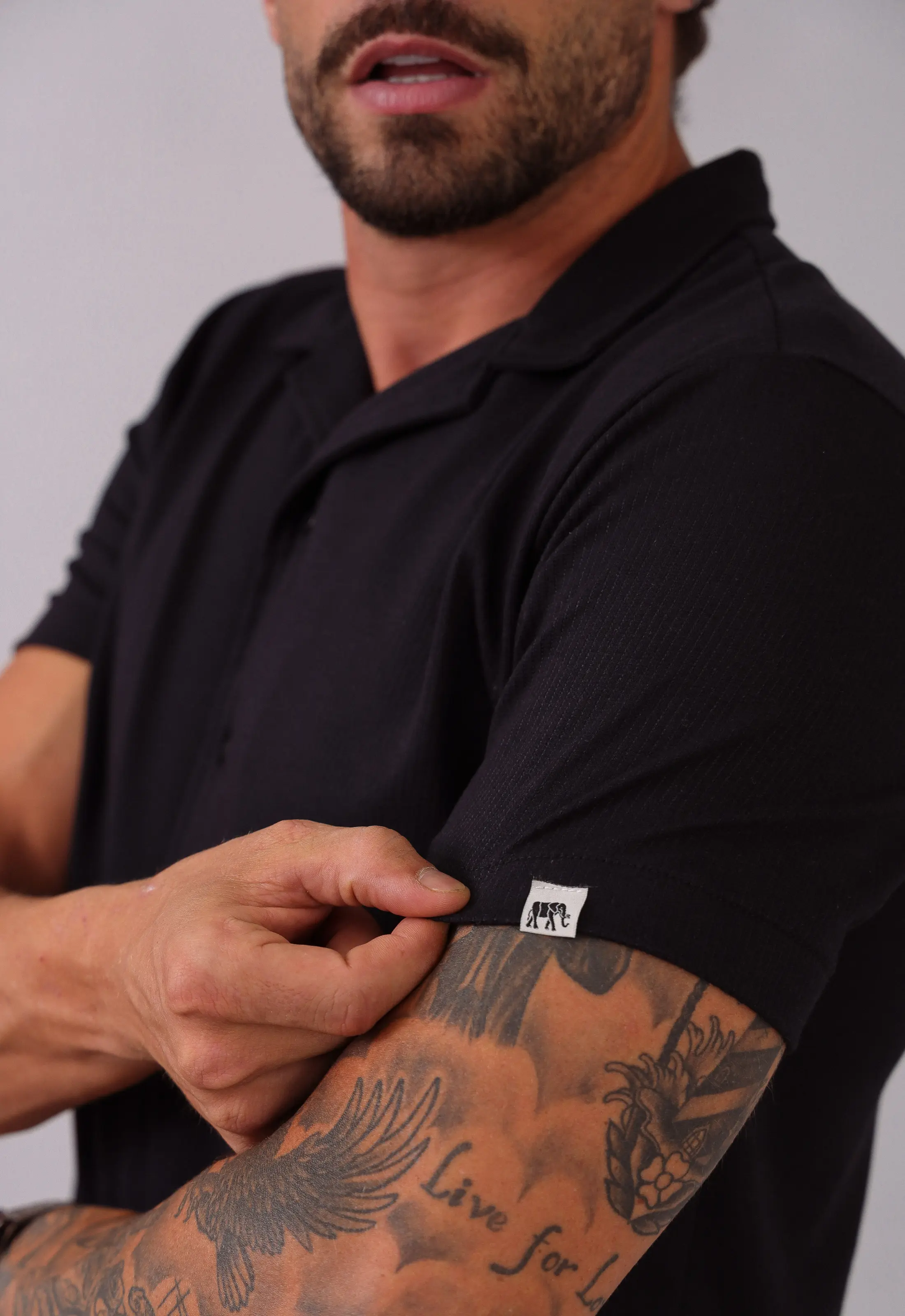 Camisa Masculina Slim Canelada Preta CW STORE