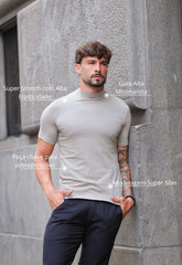 Camiseta Slim Gola Alta Verde CW STORE