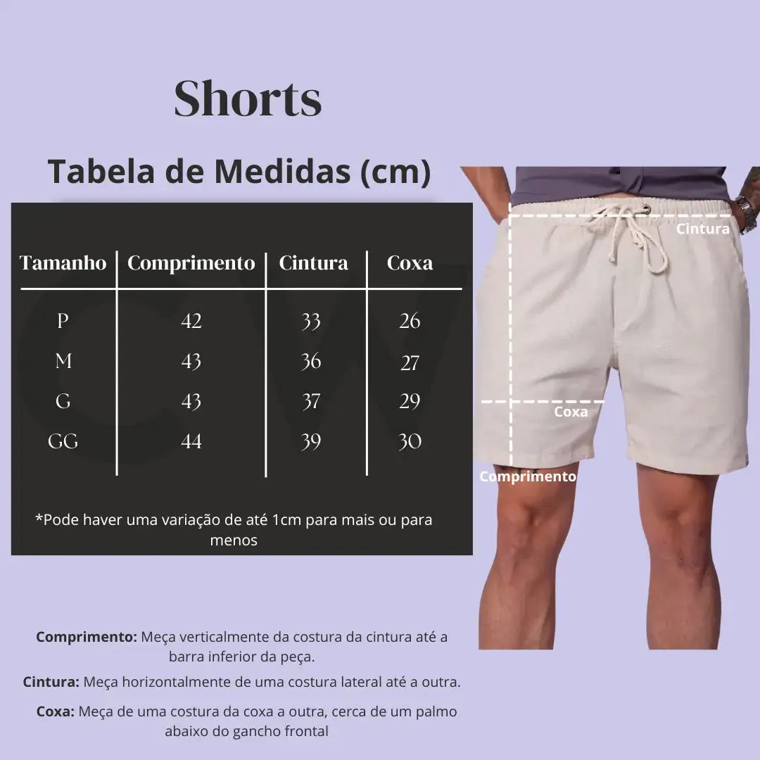 Shorts de Linho Masculino Preto CW STORE