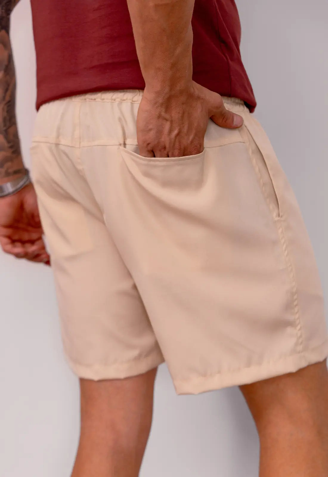 Shorts Masculino Microfibra Bege CW STORE