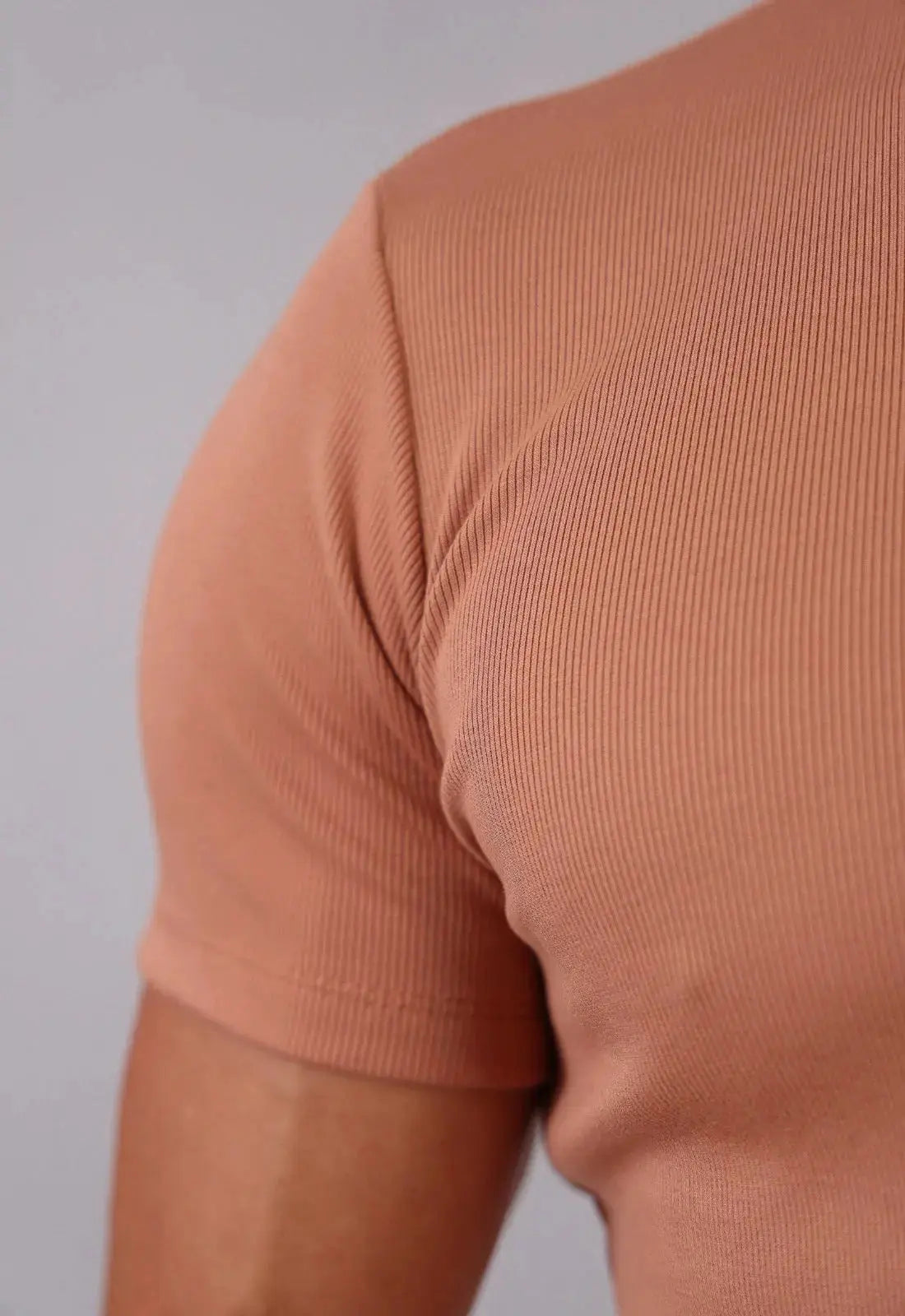 Camiseta Henley Canelada Bege CW STORE