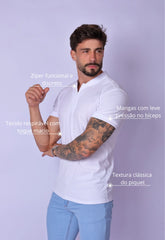 Camiseta Gola Padre zíper Branca CW STORE