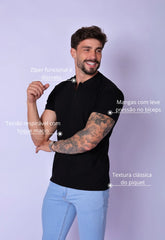Camiseta Gola Padre zíper Preta CW STORE