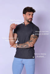 Camiseta Gola Padre zíper Chumbo CW STORE