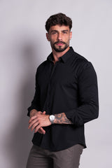 CAMISA MANGA LONGA COM ELASTANO