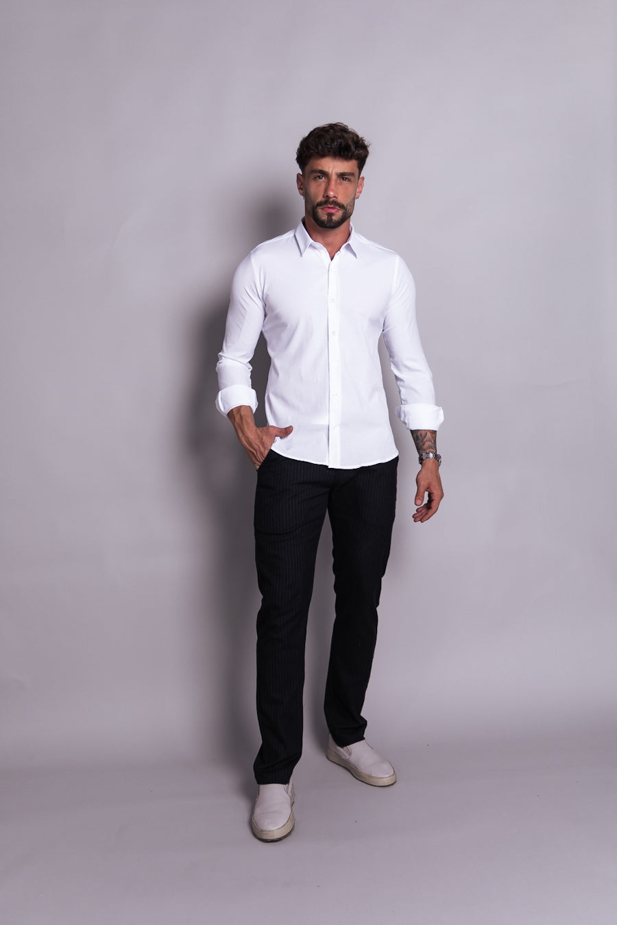 CAMISA MANGA LONGA COM ELASTANO