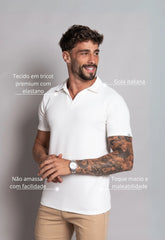 Camisa Polo Italiana Tricot Branca CW STORE