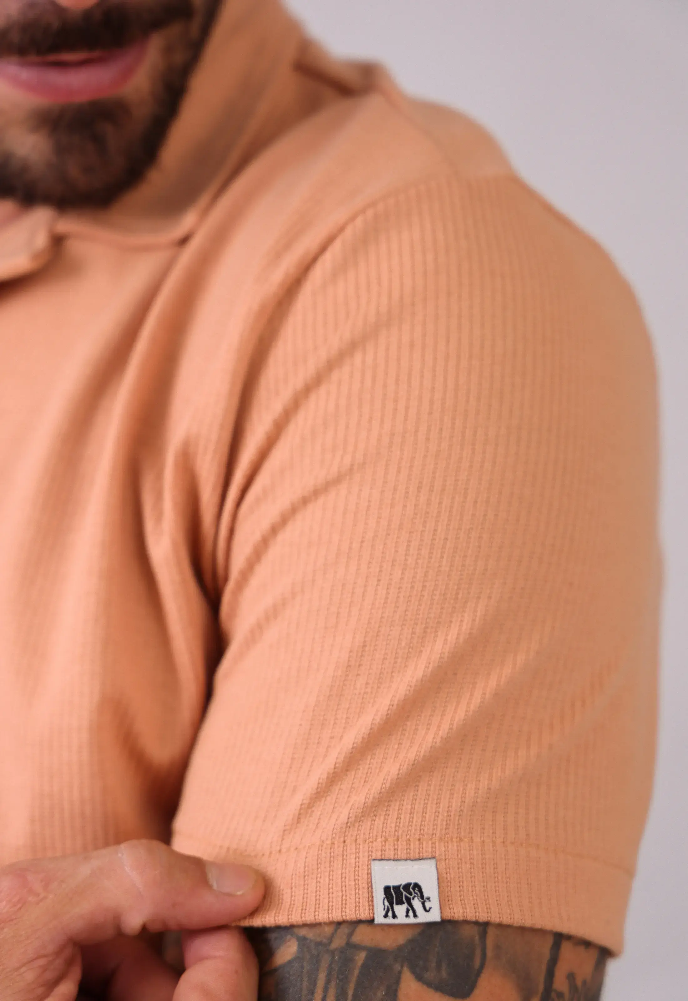 Camisa Masculina Slim Canelada Bege CW STORE