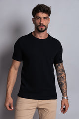 CAMISETA TRICOT COM ELASTANO