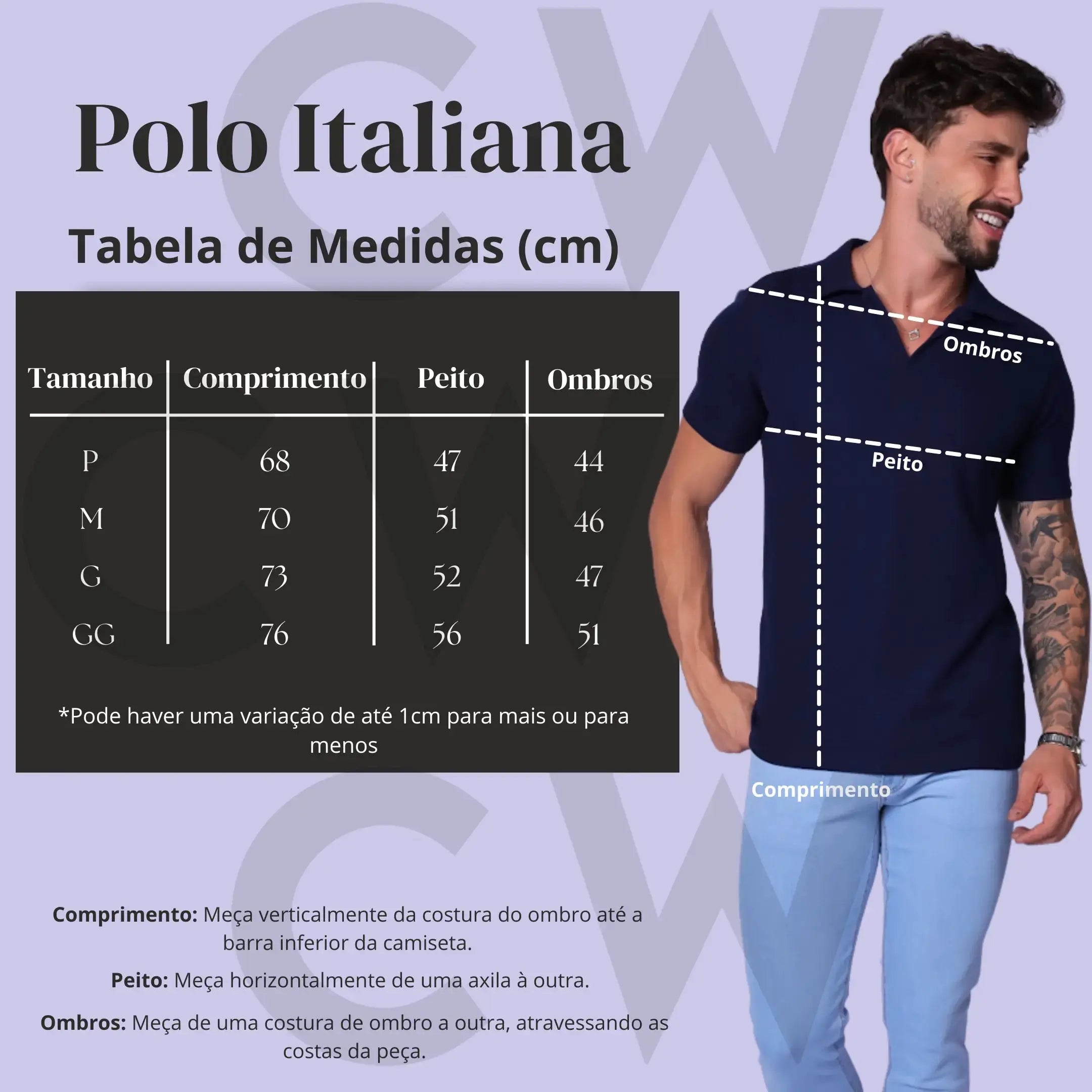 Camisa Polo Italiana Tricot Azul Claro CW STORE