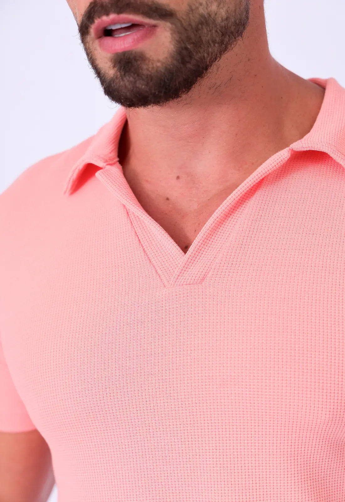 Camisa Polo Italiana Tricot Salmão CW STORE