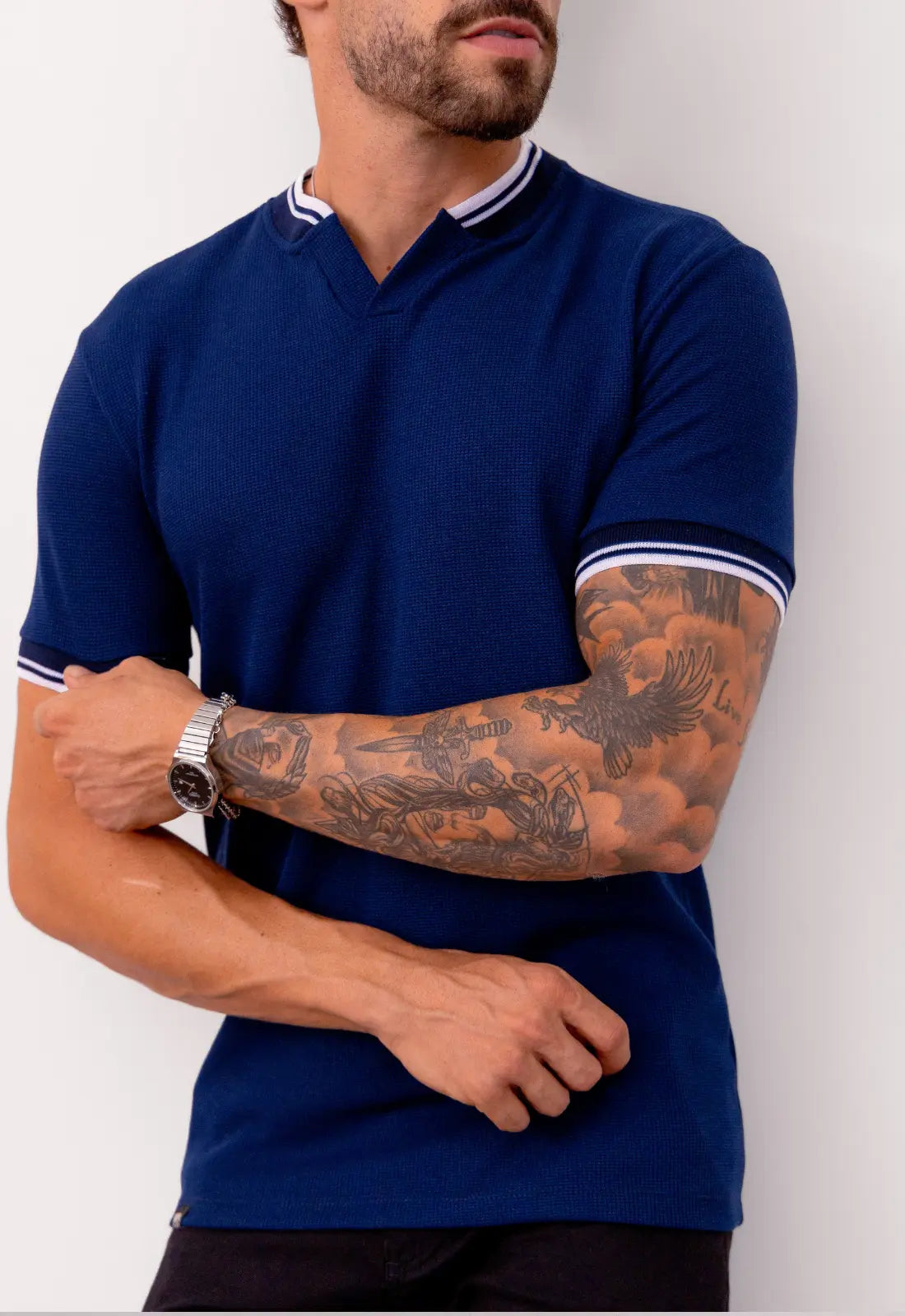 Camiseta Gola Padre Italiana Azul Marinho CW STORE
