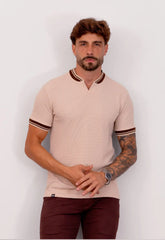 Camiseta Gola Padre Italiana Bege CW STORE