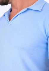 Camisa Polo Italiana Tricot Azul Claro CW STORE