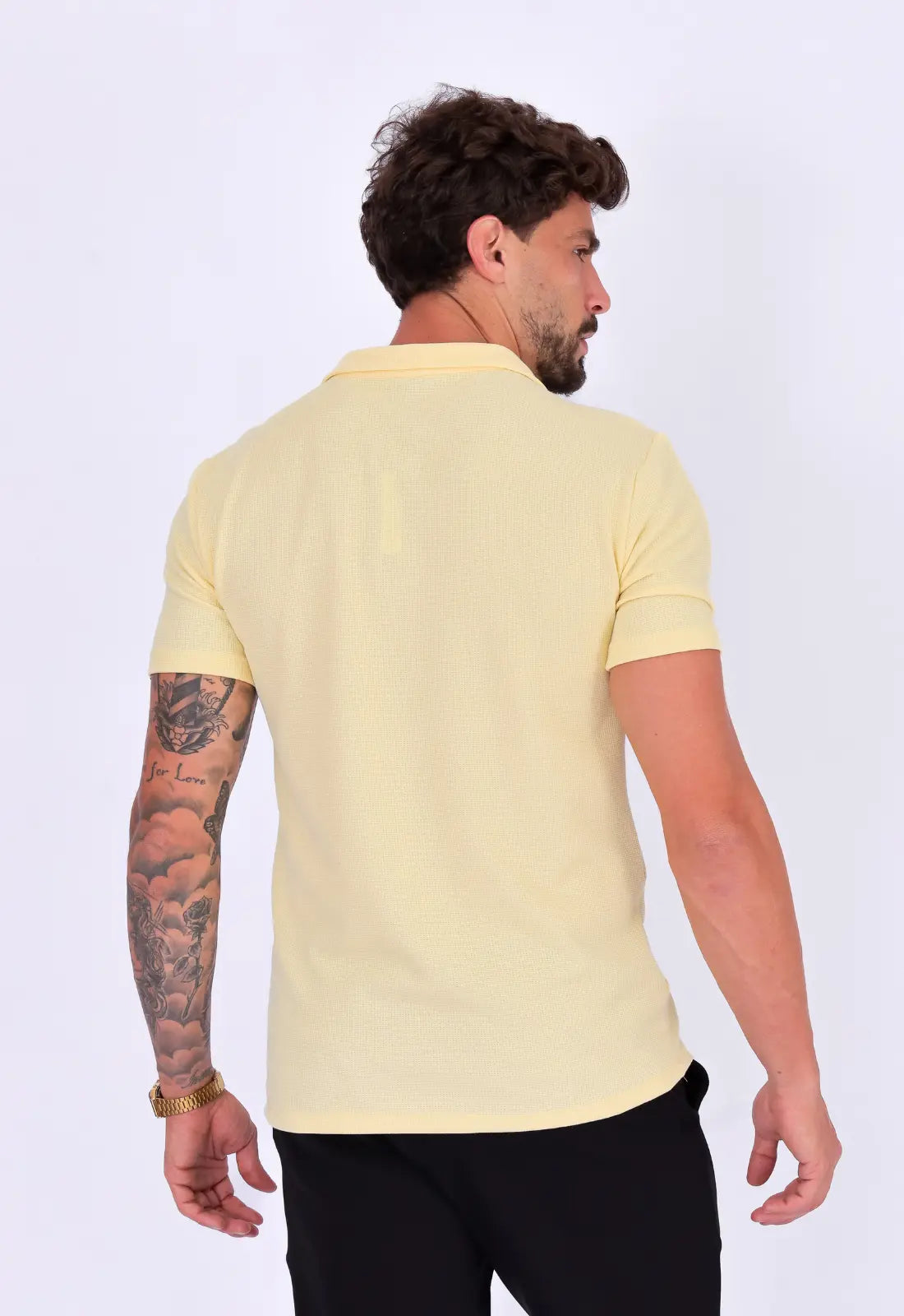 Camisa Polo Italiana Tricot Amarela CW STORE