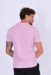 Camisa Polo Italiana Tricot Rosa Claro CW STORE
