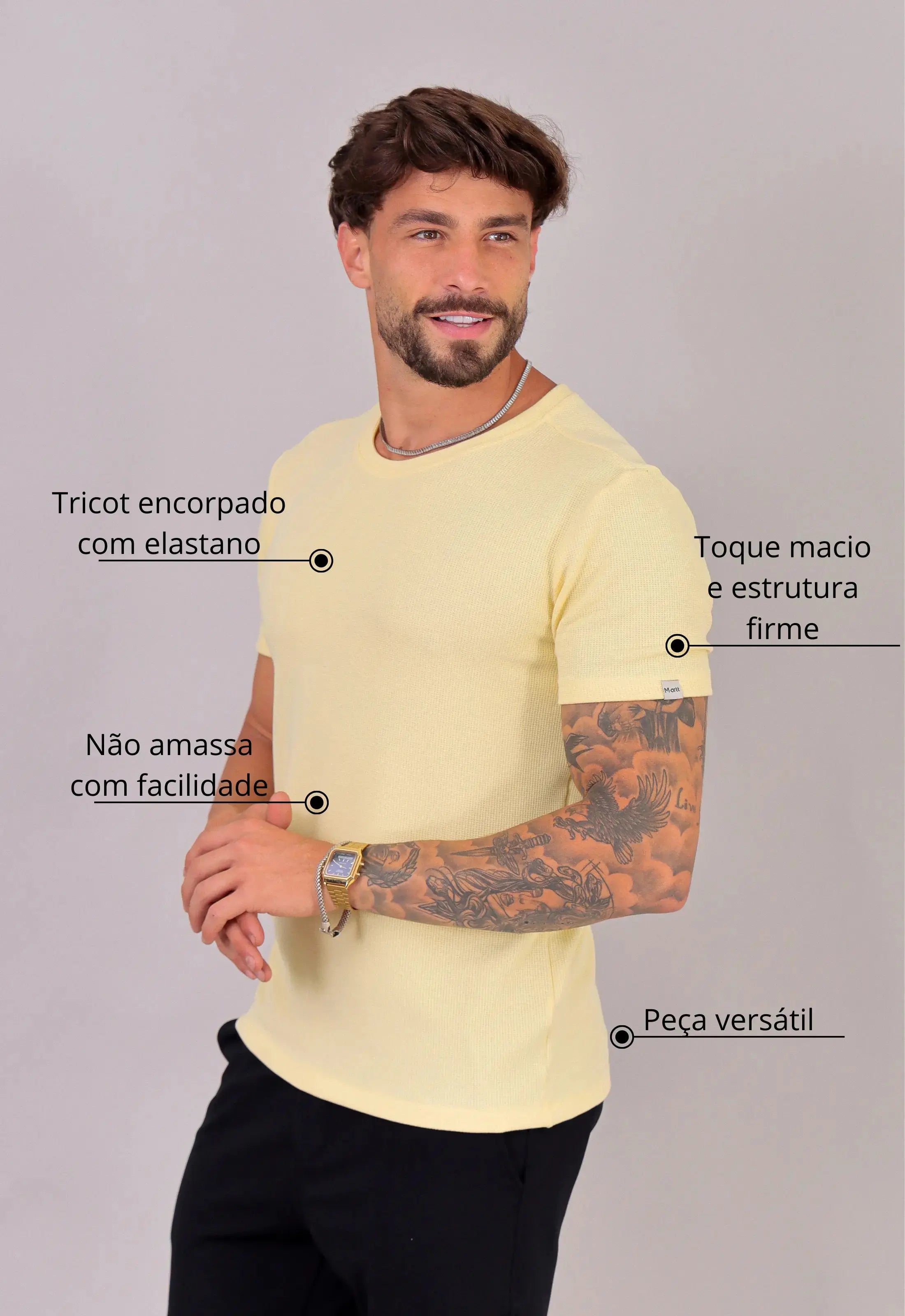 Camiseta Masculina Tricot Amarela CW STORE