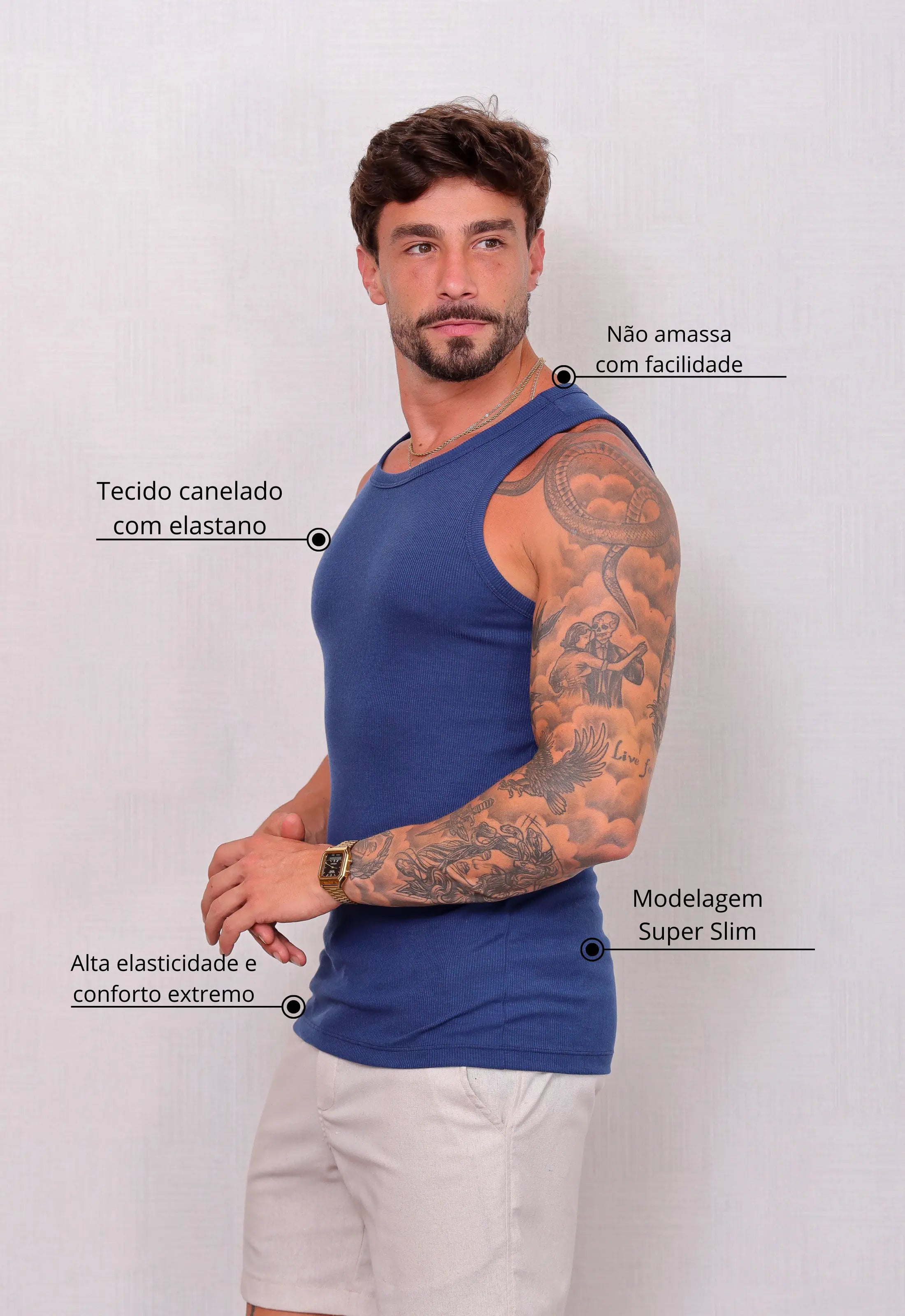 Camiseta Regata Americana Masculina Azul CW STORE