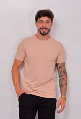 Camiseta Masculina Tricot Ponto Fino Bege CW STORE