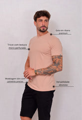 Camiseta Masculina Tricot Ponto Fino Bege CW STORE