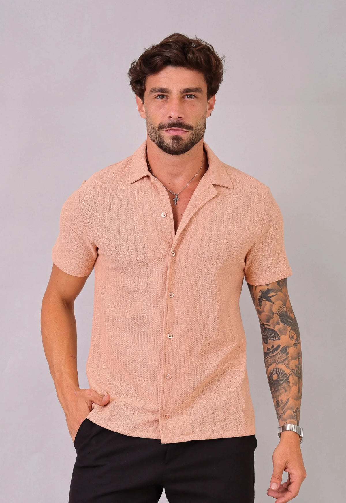 Camisa Masculina Tricot Bege CW STORE