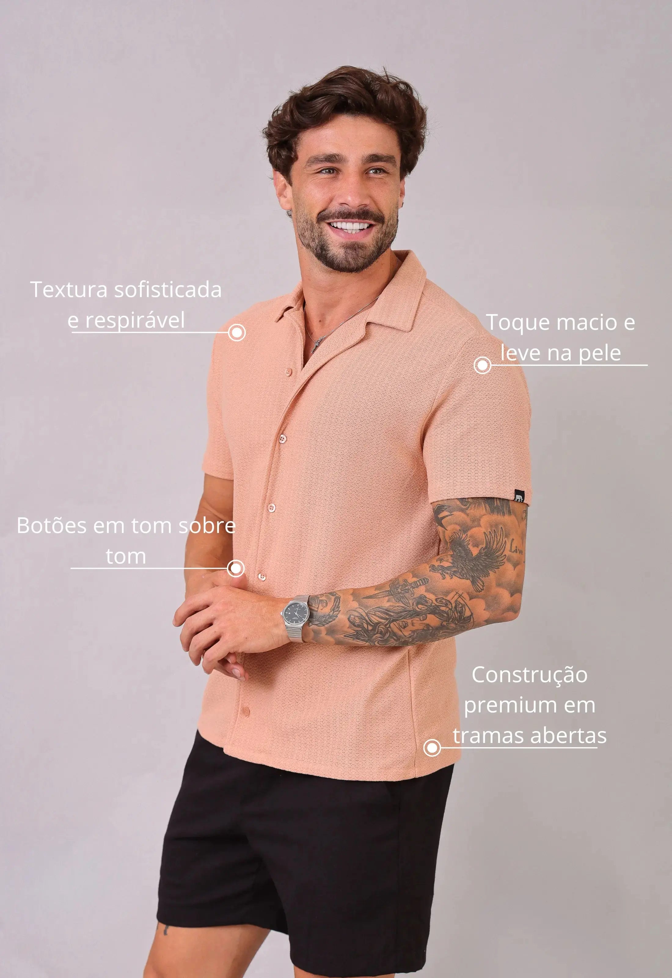 Camisa Masculina Tricot Bege CW STORE