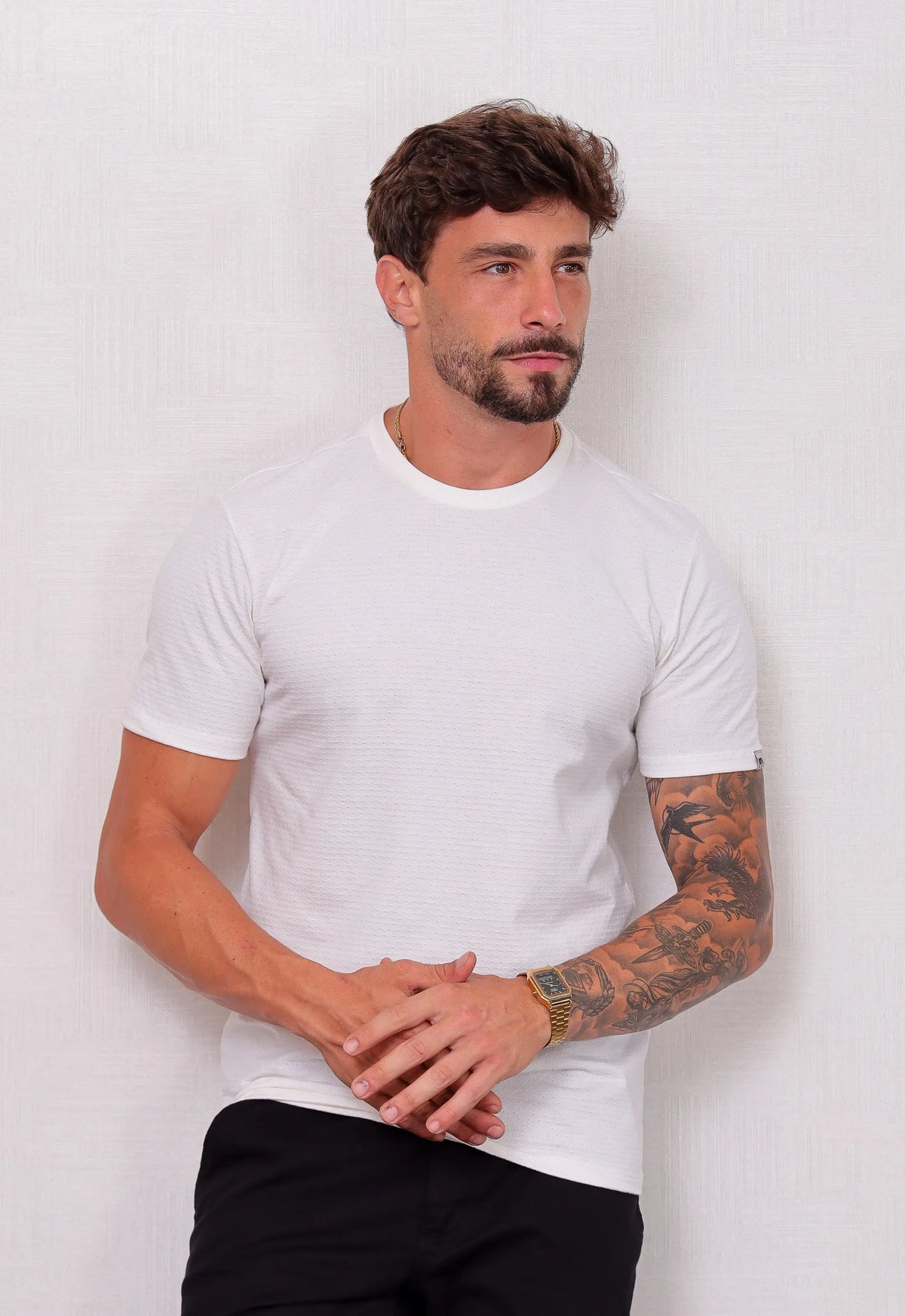 Camiseta Masculina Tricot Ponto Fino Branca CW STORE