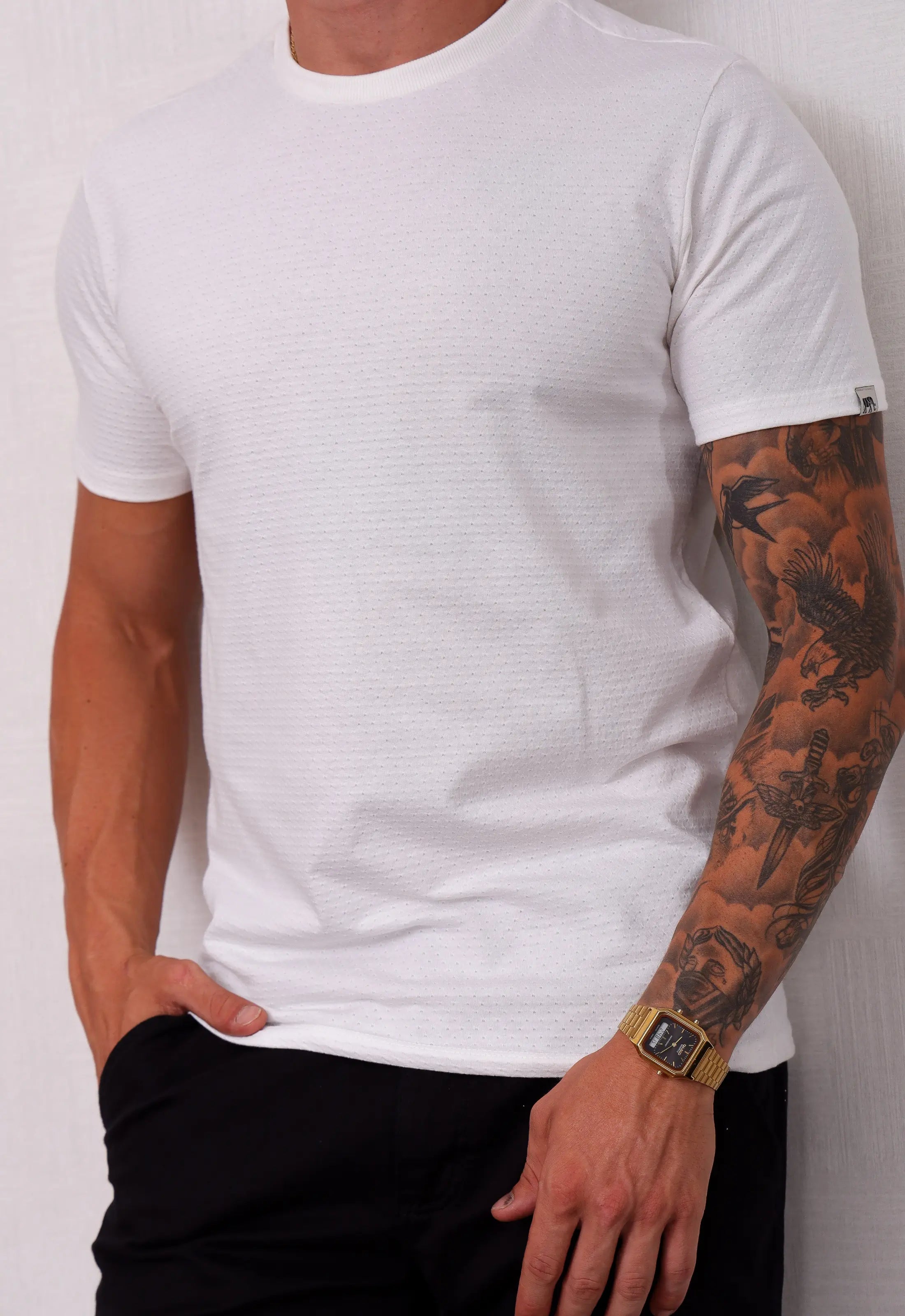 Camiseta Masculina Tricot Ponto Fino Branca CW STORE