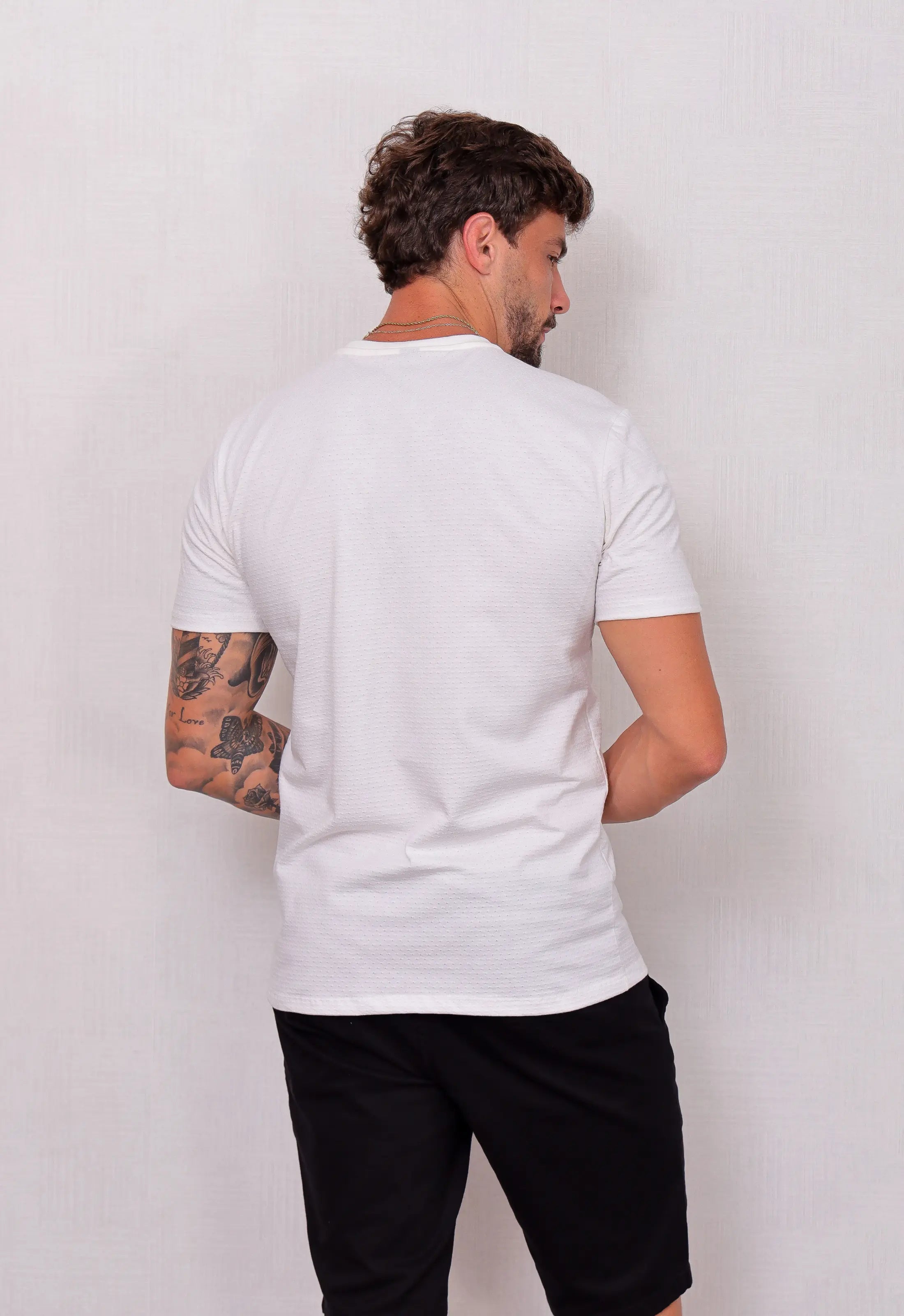 Camiseta Masculina Tricot Ponto Fino Branca CW STORE