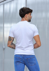 Camiseta Slim Canelada com Elastano Branca CW STORE