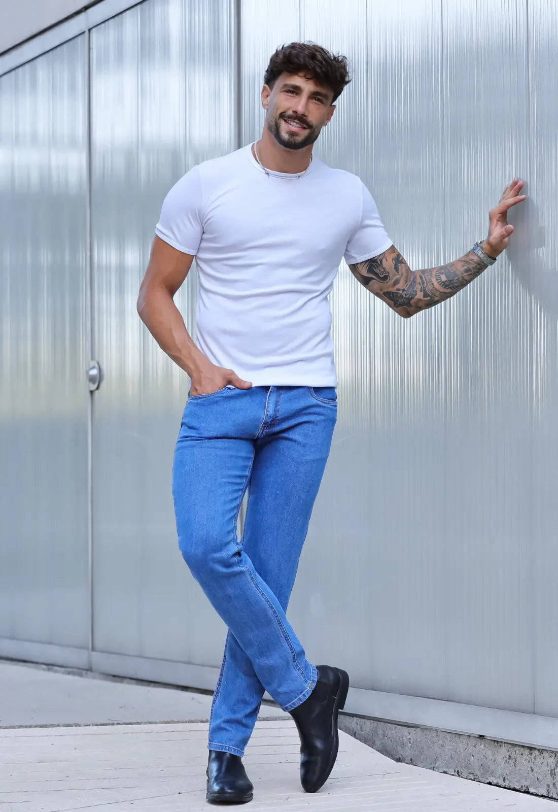 Camiseta Slim Canelada com Elastano Branca CW STORE