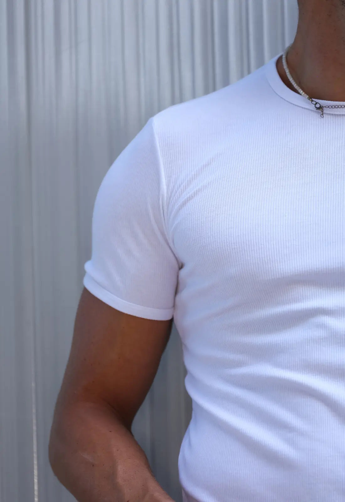 Camiseta Slim Canelada com Elastano Branca CW STORE