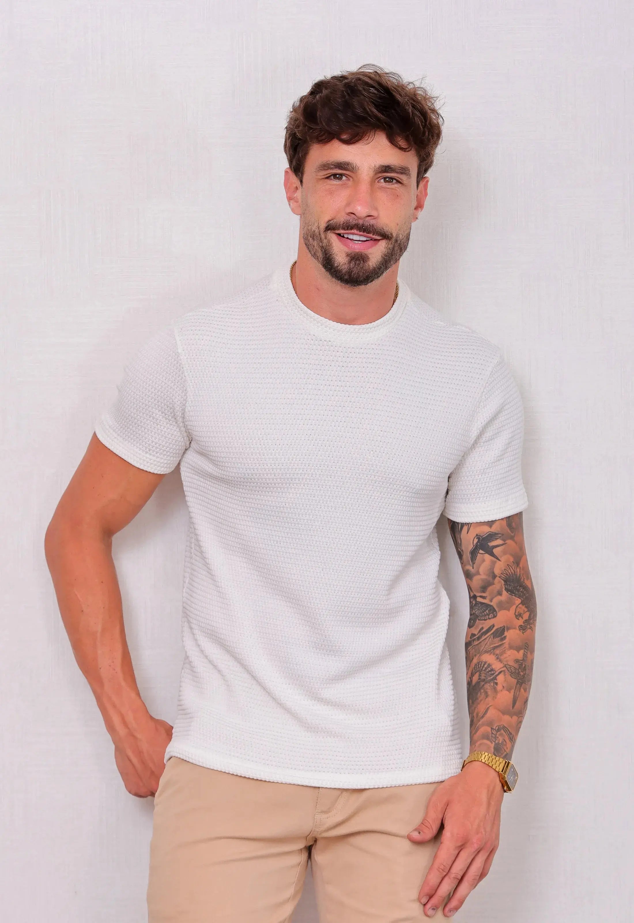 Camiseta Masculina Tricot Touch Branca CW STORE